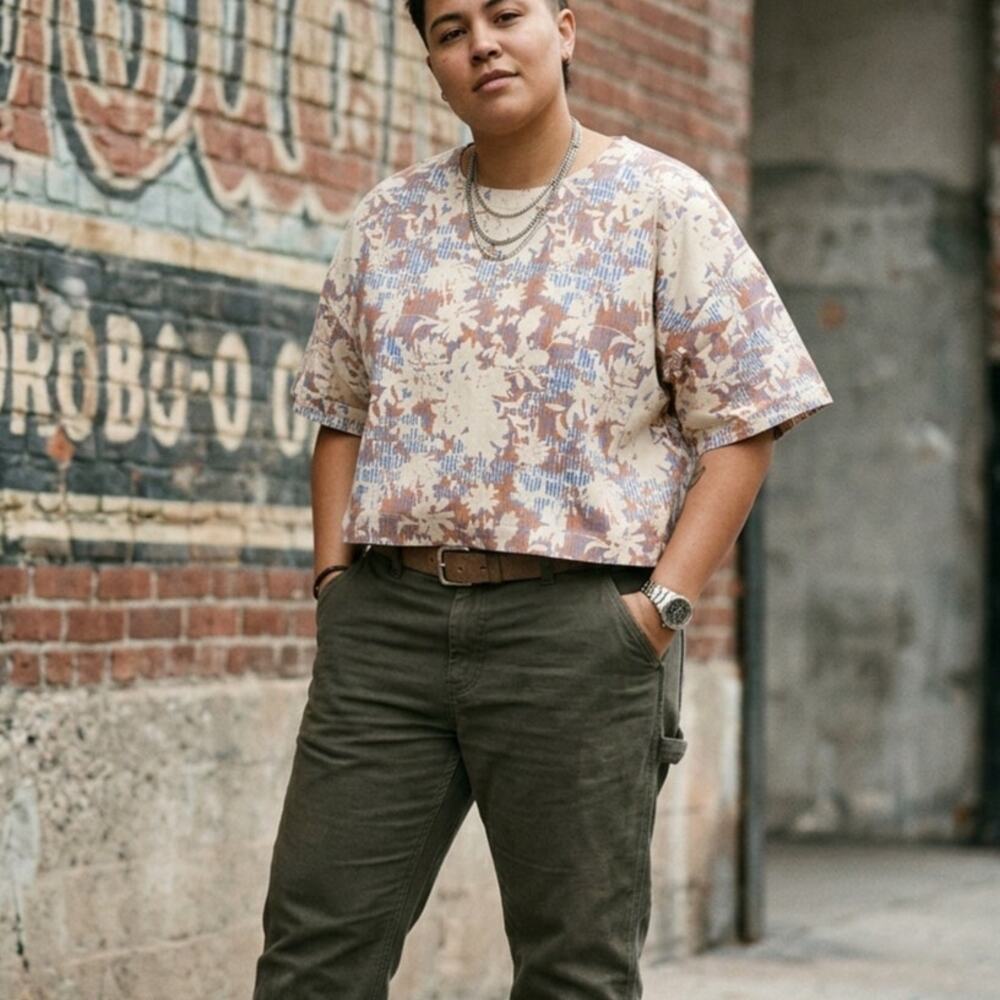 Wildfang Shirt Size 2X Essential Boxy Top Floral 100% Cotton Short Sleeve NWT